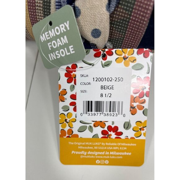 Muk Luks Beige Geometric Boardwalk Stroll Slip-On Sneaker Loafer Size 8.5 Aztec - Picture 6 of 10